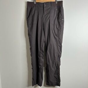 Athleta Women Brown Convertible Cargo Pants Size 12 Snap Hem Outdoor Hiking